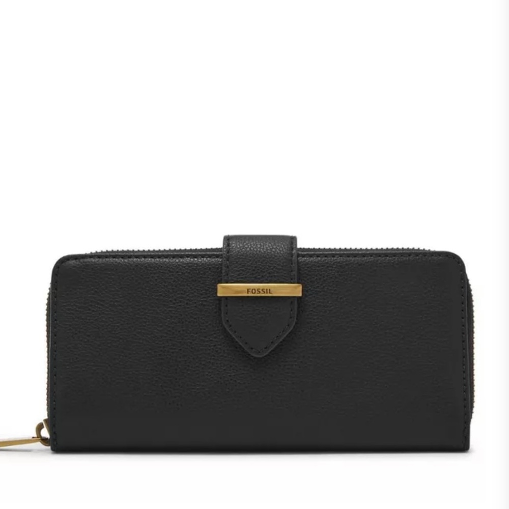 Fossil Black Leather Wallet Sleek Minimalist Design